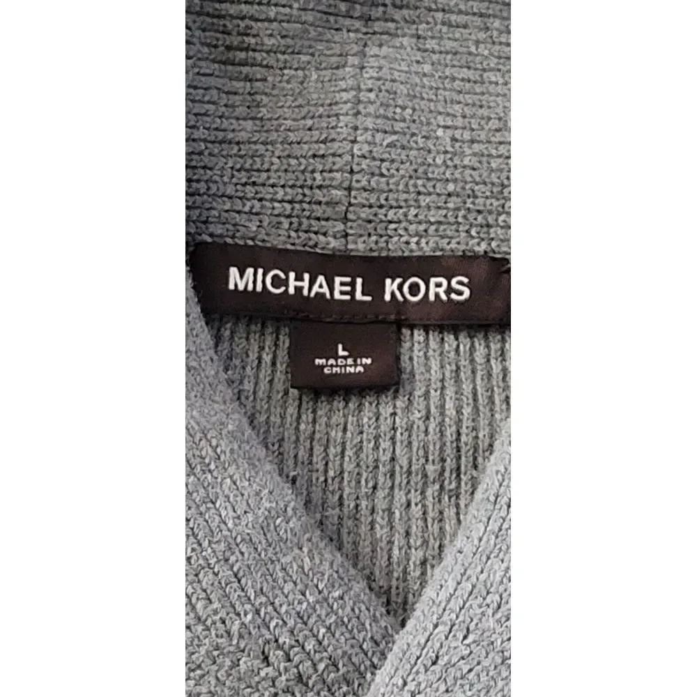 Michael‎ Kors Men's Ash Melange Shawl Collar Cotton Sweater Size Large